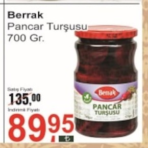 Berrak Pancar Turşusu 700 Gr.