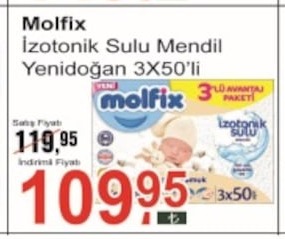 Molfix Izotonik Sulu Mendil Yenidogan 3X50'Li