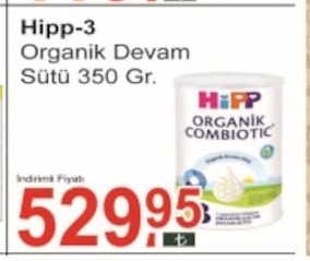 Hipp-3 Organik Devam Sütü 350 Gr.