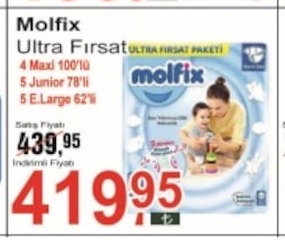 Molfix Ultra Fırsat 4 Maxi 100'Lü 5 Junior 78'Li 5 E.Large 62'Li