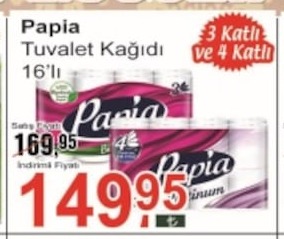Papia Tuvalet Kağıdı 16'Lı
