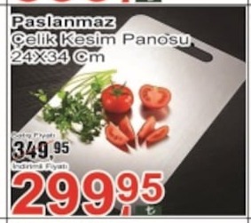 Paslanmaz Çelik Kesim Panosu 24X34 Cm