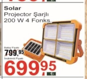 Solar Projector Sarjli 200 W 4 Fonks