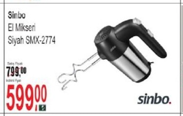 Sinbo El Mikseri Siyah Smx-2774