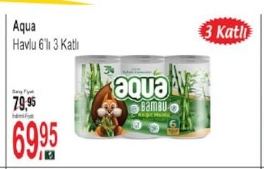 Aqua Havlu 6'Lı 3 Katlı