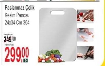 Paslanmaz Çelik Kesim Panosu 24X34 Cm 304