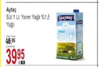 Aytaç Süt 1 Lt. Yarım Yağlı %1,5 Yağlı
