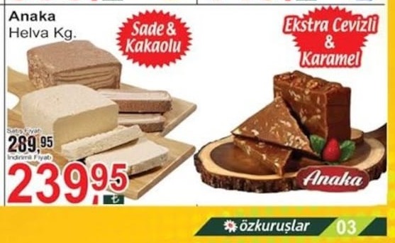 Anaka Helva Kg. Sade & Kakaolu / Ekstra Cevizli & Karamell