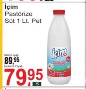 Içim Pastörize Süt 1 Lt. Pet