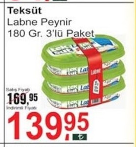 Teksüt Labne Peynir 180 Gr. 3'Lü Paket