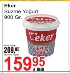 Eker Süzme Yoğurt 900 Gr.