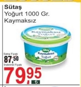 Sütaş Yoğurt 1000 Gr. Kaymaksız