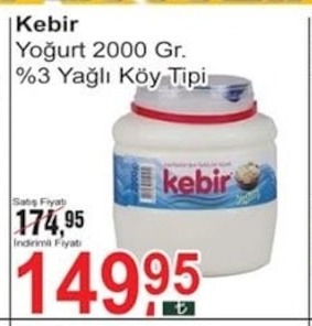 Kebir Yoğurt 2000 Gr. %3 Yağlı Köy Tipi