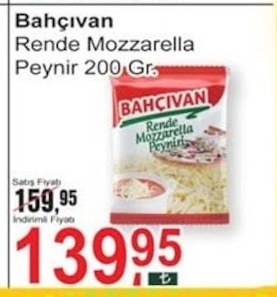 Bahçıvan Rende Mozzarella Peynir 200 Gr.
