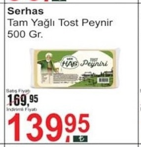 Serhas Tam Yağlı Tost Peynir 500 Gr.