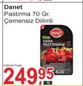 Danet Pastırma 70 Gr. Çemensisiz Dilimli