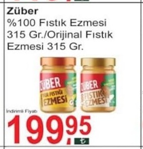 Züber %100 Fıstık Ezmesi 315 Gr.