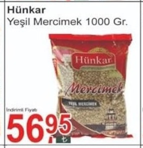 Hünkar Yeşil Mercimek 1000 Gr