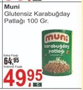 Muni Glutensiz Karabuğday Patlağı 100 Gr.