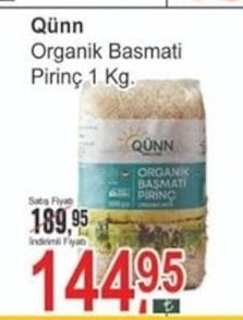 Qünn Organik Basmati Pirinç 1 Kg