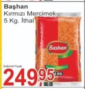 Başan Kırmızı Mercimek 5 Kg İthal