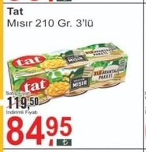 Tat Mısır 210 Gr. 3'Lü