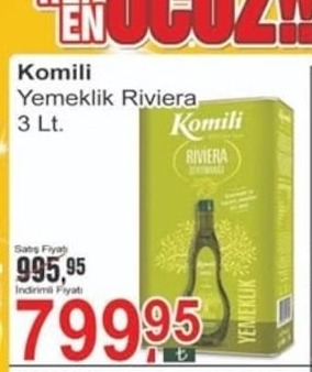 Komili Yemeklik Riviera 3 Lt.