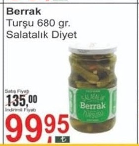 Berrak Turşu 680 Gr. Salatalık Diyet