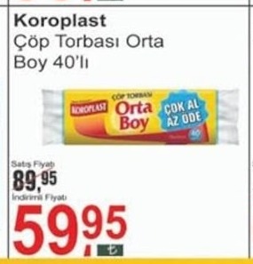 Koroplast Çöp Torbası Orta Boy 40'Lı