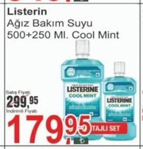 Listerine Ağız Bakım Suyu Cool Mint 500+250 Ml.