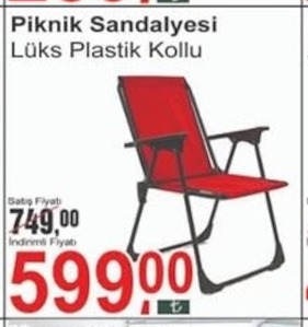 Piknik Sandalyesi Lüks Plastik Kollu