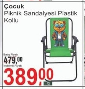 Çocuk Piknik Sandalyesi Plastik Kollu