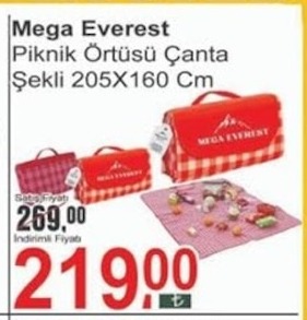 Mega Everest Piknik Örtüsü Çanta Şekli 205X160 Cm