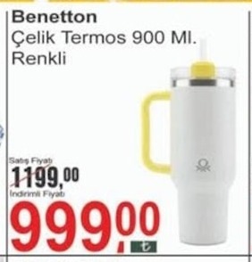 Benetton Çelik Termos 900 Ml. Renkli