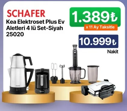 Schafer Kea Elektroset Plus Ev Aletleri 4 Lü Set-Siyah 25020