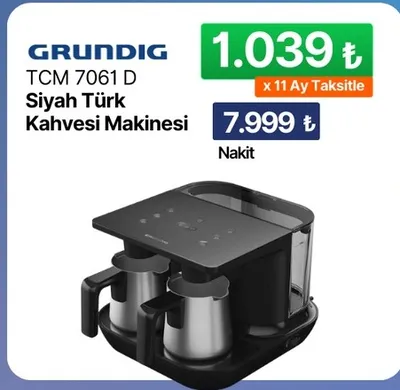Grundig Tcm 7061 D Siyah Türk Kahvesi Makinesi