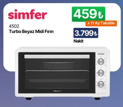 Simfer 4502 Turbo Beyaz Midi Fırın