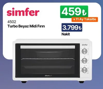 Simfer 4502 Turbo Beyaz Midi Fırın