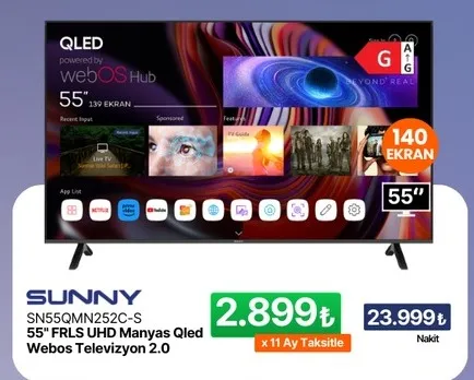 Sunny Sn55Qmn252C-S 55" Frls Uhd Manyas Qled Webos Televizyon 2.0