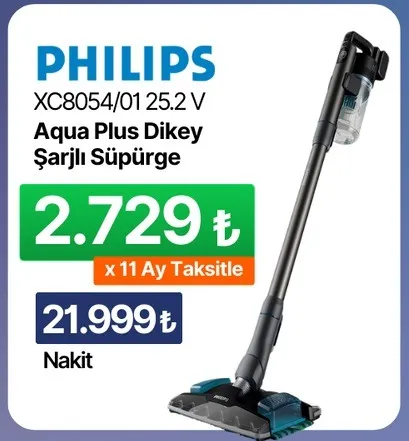 Philips Xc8054/01 25.2 V Aqua Plus Dikey Şarjlı Süpürge
