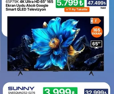 65P79K 4K Ultra Hd 65" 165 Ekran Uydu Alıcılı Google Smart Qled Televizyon