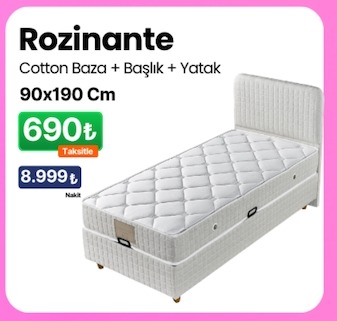 Rozinante Cotton Baza + Başlık + Yatak 90X190 Cm