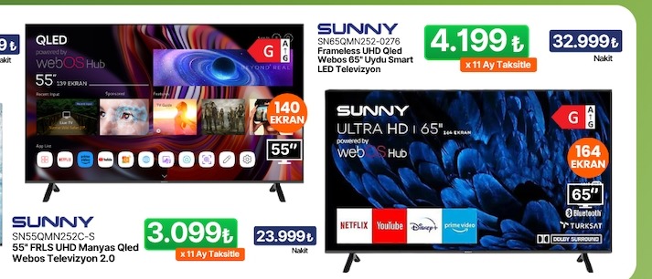 Sunny Sn55Qmn252-S 55" Frls Uhd Manyas Qled Webos Televizyon