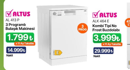 Altus Al 413 P 3 Programlı Bulaşık Makinesi