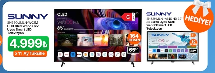 Sunny Sn65Qum,Sn-W02M Uhd Qled Webos 65" Uydulu Smart Led Televizyon