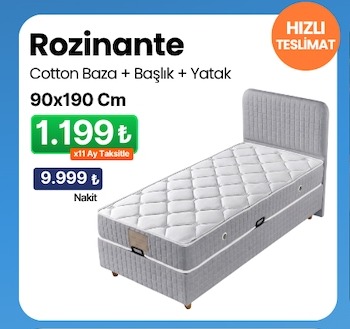 Rozinante Cotton Baza + Başlık + Yatak 90X190 Cm