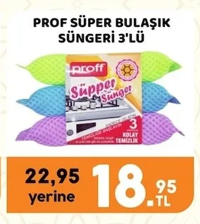 Prof Süper Bulaşık Süngeri 3'Lü