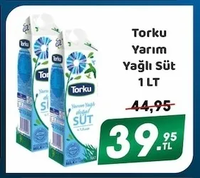 Torku Yarım Yağlı Süt 1 Lt