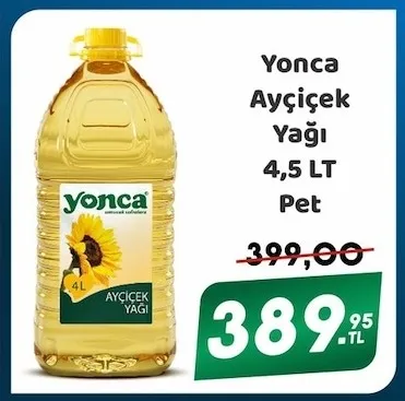 Yonca Ayçiçek Yağı 4,5 Lt Pet