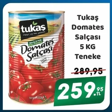 Tukaş Domates Salçası 5 Kg Teneke